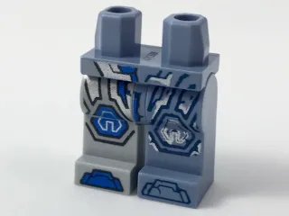 Hips and 1 Sand Blue Left Leg, 1 Light Bluish Gray Right Leg with Nexo Knights Armor Pattern