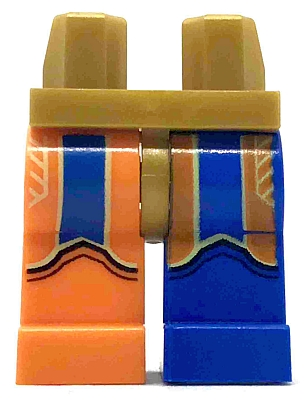Hips and 1 Blue Left Leg, 1 Orange Right Leg with Orange and Blue Coattails Pattern
