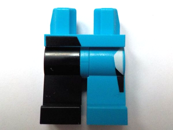 Hips and 1 Dark Azure Left Leg, 1 Black Right Leg with Black and White Quadrangles Pattern