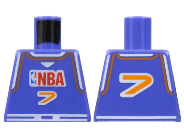 Torso Basketball Jersey Tank Top with White Trim, NBA Logo, and Orange Number 7 Pattern