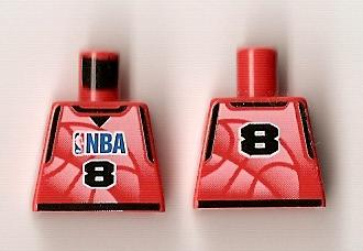 Torso Basketball Jersey Tank Top with Black Trim, NBA Logo, and Black Number  8 Pattern