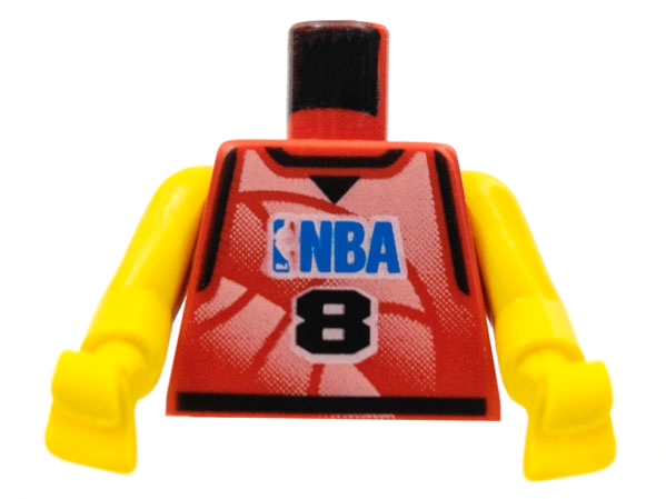 Torso Basketball Jersey Tank Top with Black Trim, NBA Logo, and Black Number  8 Pattern / Yellow NBA Arms