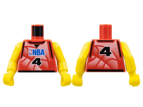 Torso Basketball Jersey Tank Top with Black Trim, NBA Logo, and Black Number  4 Pattern / Yellow NBA Arms