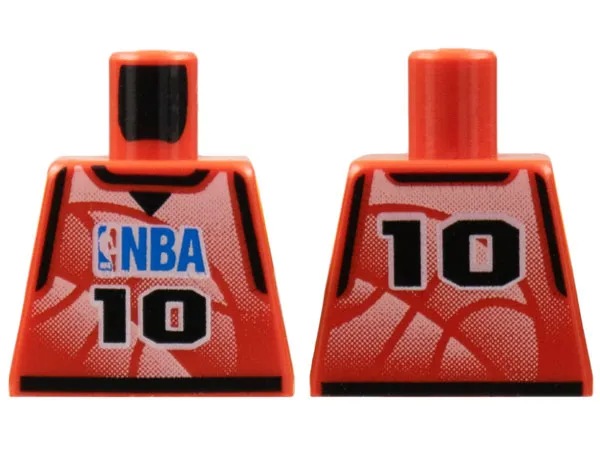 Torso Basketball Jersey Tank Top with Black Trim, NBA Logo, and Black Number 10 Pattern