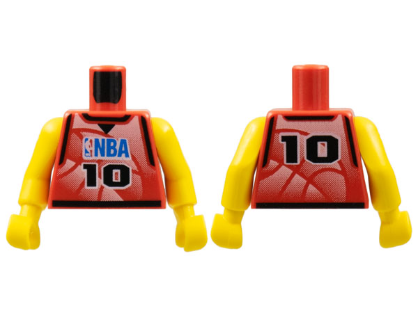Torso Basketball Jersey Tank Top with Black Trim, NBA Logo, and Black Number 10 Pattern / Yellow NBA Arms