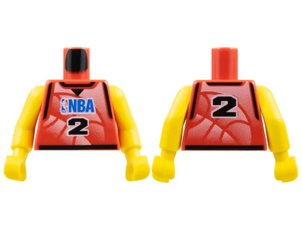 Torso Basketball Jersey Tank Top with Black Trim, NBA Logo, and Black Number  2 Pattern / Yellow NBA Arms