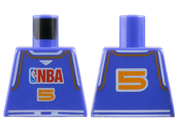 Torso Basketball Jersey Tank Top with White Trim, NBA Logo, and Orange Number 5 Pattern