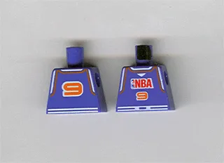 Torso Basketball Jersey Tank Top with White Trim, NBA Logo, and Orange Number 9 Pattern