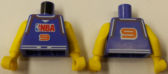 Torso Basketball Jersey Tank Top with White Trim, NBA Logo, and Orange Number 9 Pattern / Yellow NBA Arms