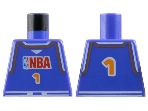 Torso Basketball Jersey Tank Top with White Trim, NBA Logo, and Orange Number 1 Pattern