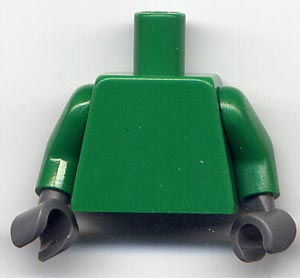 Torso Plain / Green Arms / Dark Bluish Gray Hands