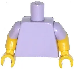 Torso Plain / Yellow Arms with Molded Lavender Short Sleeves Pattern / Yellow Hands