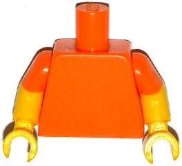 Torso Plain / Yellow Arms with Molded Orange Short Sleeves Pattern / Yellow Hands