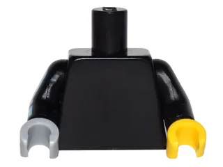 Torso Plain / Black Arm Left / Black Arm Right with Silver Mechanical Pattern / Yellow Hand Left / Light Bluish Gray Hand Right