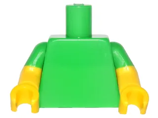 Torso Plain / Yellow Arms with Molded Bright Green Short Sleeves Pattern / Yellow Hands