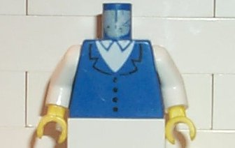 Torso Town Vest with 4 Buttons, White Shirt Collar Pattern (1592 patron) / White Arms / Yellow Hands