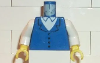 Torso Town Vest with 4 Buttons, White Shirt Collar Pattern (1592 patron) / White Arms / Yellow Hands