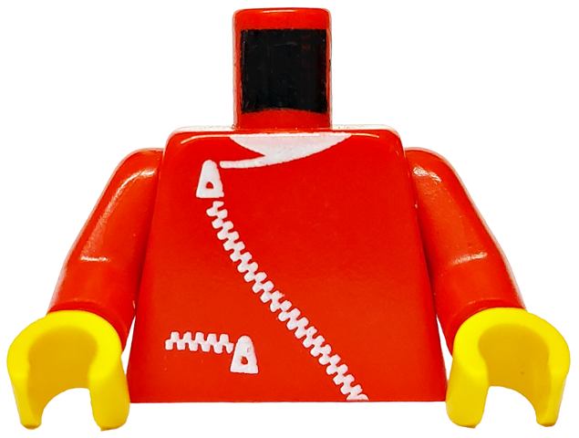 Torso Jacket with White Zippers and Neck Pattern / Red Arms / Yellow Hands