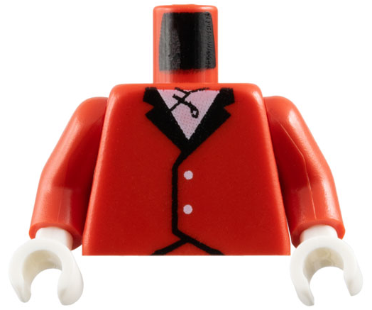 Torso Riding Jacket with Buttons and Black Lapels over White Shirt Pattern / Red Arms / White Hands
