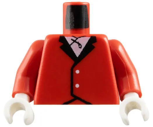 Torso Riding Jacket with Buttons and Black Lapels over White Shirt Pattern / Red Arms / White Hands
