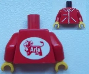 Torso Zipper Straight on Jacket with Arla Dairy Logo on Back Pattern (Sticker) / Red Arms / Yellow Hands