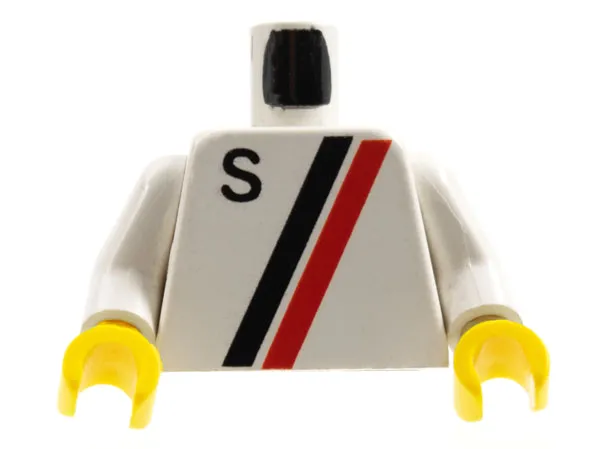Torso Town with Letter S and Black and Red Stripes Pattern / White Arms / Yellow Hands