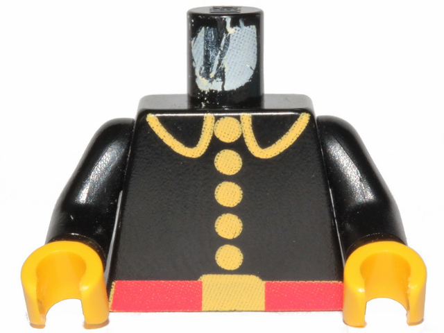 Torso Fire Uniform with Red Belt and Yellow Lapels, Buttons, and Buckle Pattern / Black Arms / Yellow Hands