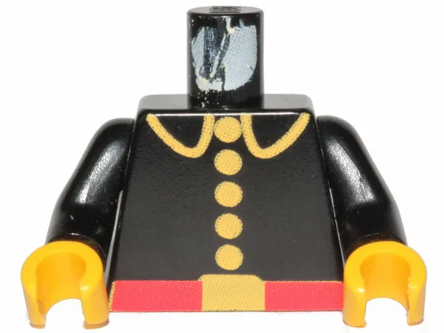 Torso Fire Uniform with Red Belt and Yellow Lapels, Buttons, and Buckle Pattern / Black Arms / Yellow Hands