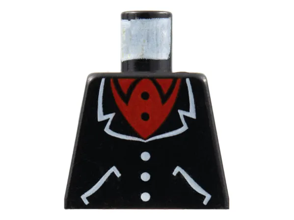 Torso Suit with White Lapels, Pockets, Buttons, Red Undershirt Pattern