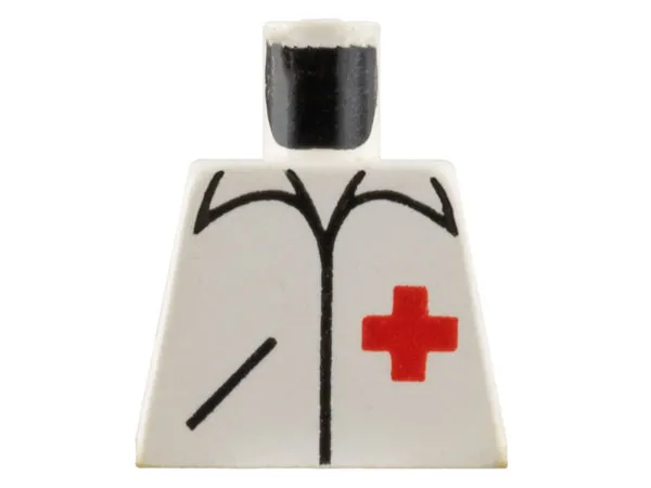 Torso Hospital Shirt with Collar, Pocket, and Red Cross Pattern