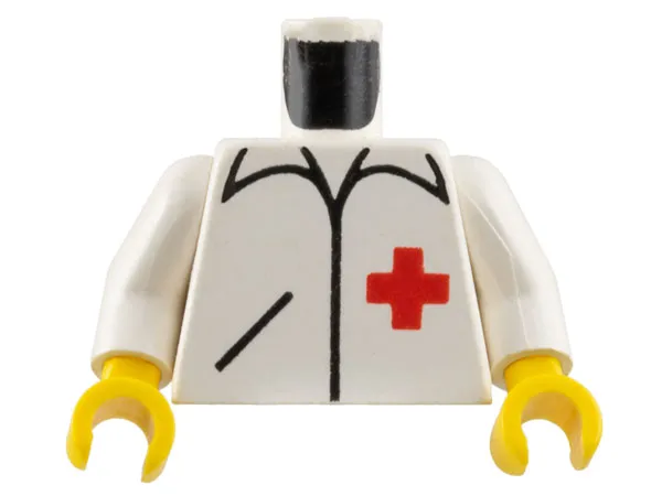 Torso Hospital Shirt with Collar, Pocket, and Red Cross Pattern / White Arms / Yellow Hands