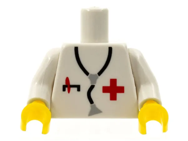 Torso Hospital Red Cross Shirt and Stethoscope Pattern, Inside with Ribs (Reissue) / White Arms / Yellow Hands