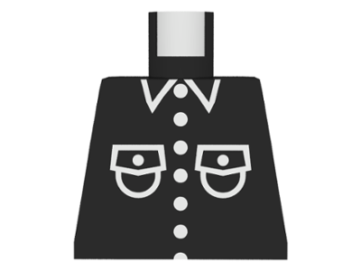 Torso Shirt with White Pockets, Buttons, and Collar Pattern