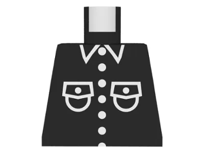 Torso Shirt with White Pockets, Buttons, and Collar Pattern