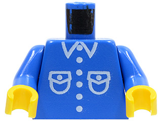 Torso Shirt with White Pockets, Buttons, and Collar Pattern / Blue Arms / Yellow Hands