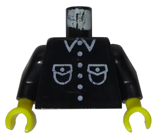 Torso Shirt with White Pockets, Buttons, and Collar Pattern / Black Arms / Yellow Hands