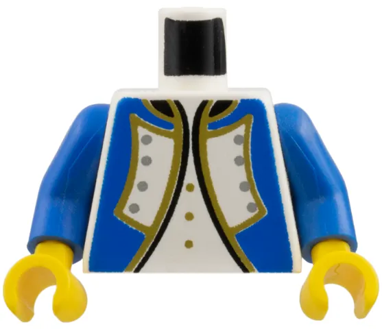 Torso Imperial Governor / Admiral Blue Uniform Jacket with Black and Gold Trim and Silver Buttons over Shirt with Buttons Pattern / Blue Arms / Yellow Hands