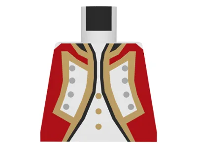 Torso Imperial Governor / Admiral Red Uniform Jacket with Black and Gold Trim and Silver Buttons over Shirt with Buttons Pattern