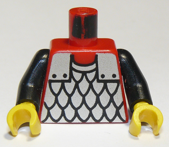 Torso Castle Silver Scale Mail Armor Pattern / Black Arms / Yellow Hands