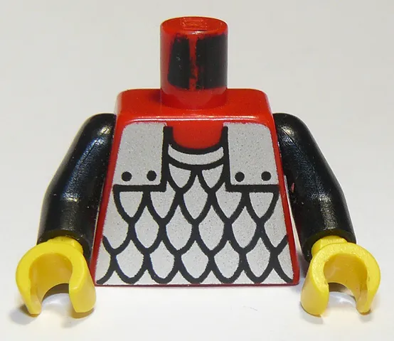 Torso Castle Silver Scale Mail Armor Pattern / Black Arms / Yellow Hands