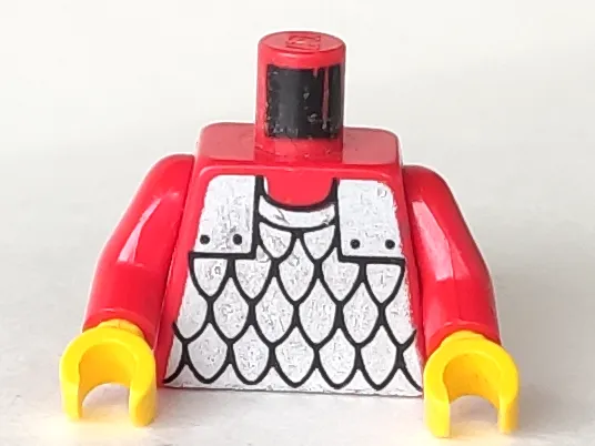 Torso Castle Silver Scale Mail Armor Pattern / Red Arms / Yellow Hands