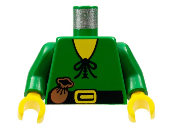 Torso Castle Forestman Shirt with Laces, Black Belt with Buckle, Brown Pouch, Yellow Neck Pattern / Green Arms / Yellow Hands