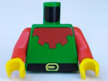 Torso Castle Forestman with Red Collar, Black Belt, and Yellow Buckle Pattern / Red Arms / Yellow Hands