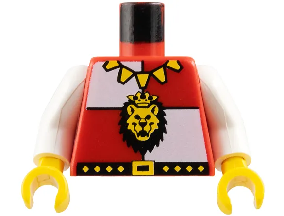 Torso Castle Royal Knights Lion Head and Necklace Pattern / White Arms / Yellow Hands