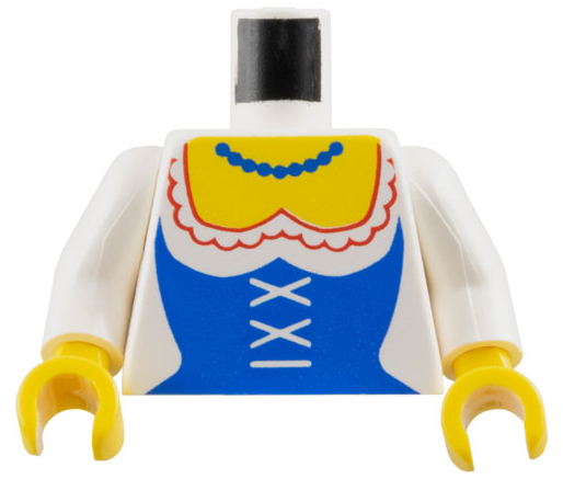 Torso Castle Crusaders Blue Corset and Necklace Pattern (Maiden) / White Arms / Yellow Hands