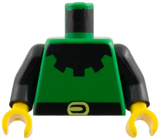 Torso Castle Forestman with Black Collar, Black Belt, and Yellow Buckle Pattern / Black Arms / Yellow Hands