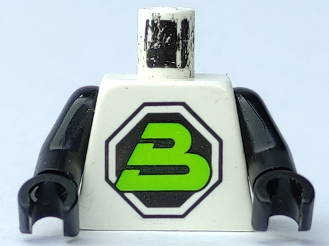 Torso Space Large Black Octagon with Lime Letter 'B' Pattern (Blacktron II) / Black Arms / Black Hands