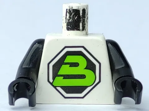 Torso Space Large Black Octagon with Lime Letter 'B' Pattern (Blacktron II) / Black Arms / Black Hands