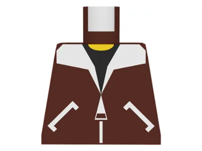 Torso Aviator Bomber Jacket with White Pockets, Zipper and Fur Collar over Black Shirt, Yellow Neck Pattern
