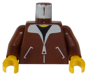 Torso Bomber Jacket with White Pockets, Zipper and Collar over Black Shirt, Yellow Neck Pattern / Reddish Brown Arms / Yellow Hands